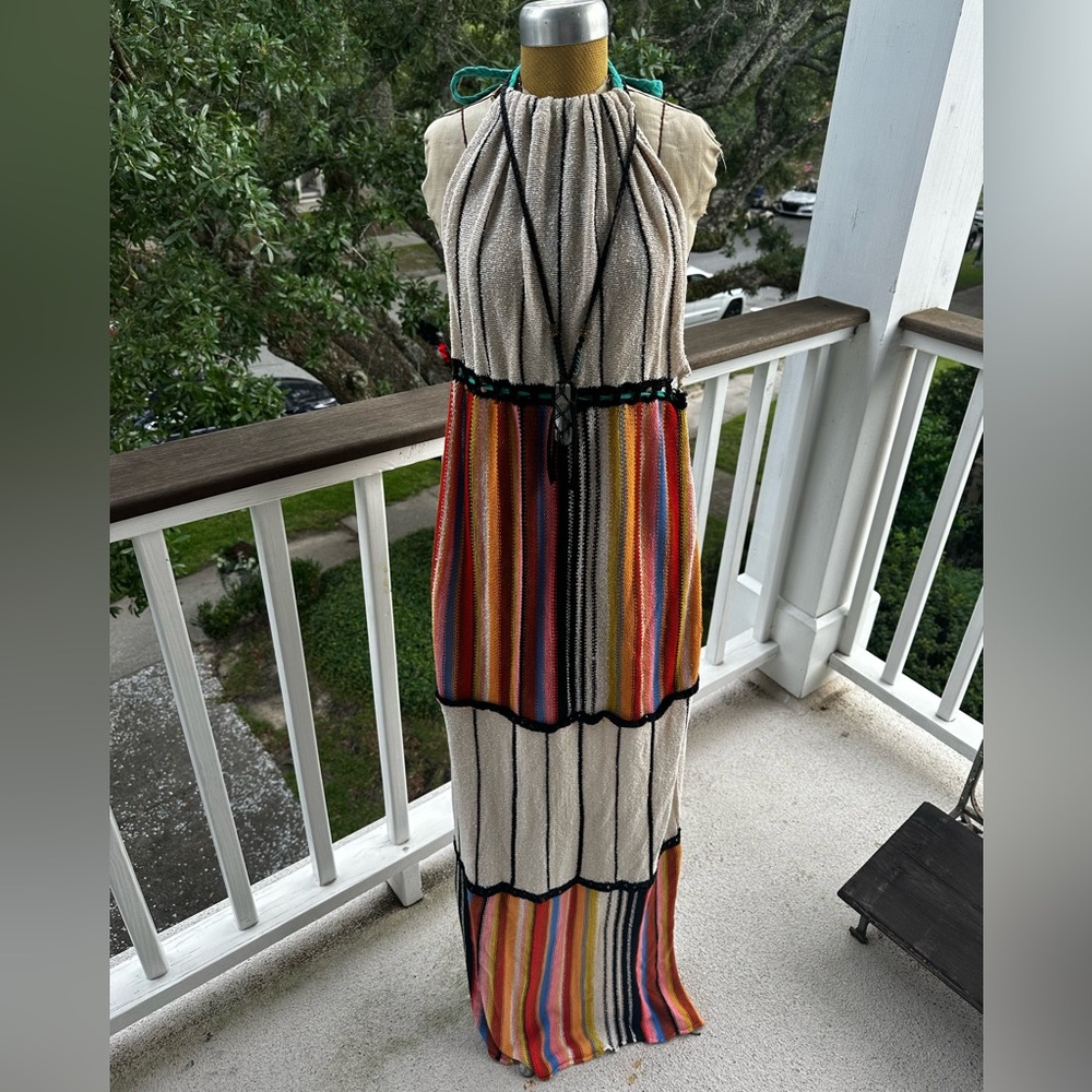 Free People beach cover up or day dress. Halter. Rare. Adjusting tie low back.